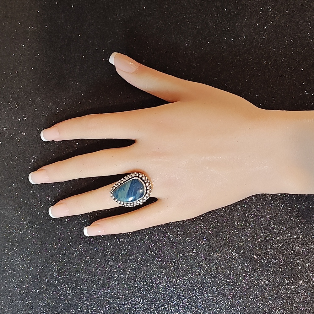 Dragon Vein Agate Silver Ring - Size 7 - Picture 6 of 8